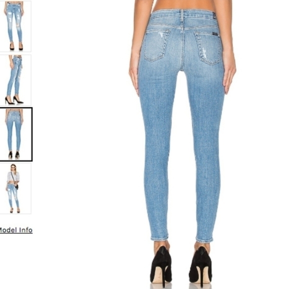 7 for all Mankind Ankle Skinny jeans The Sequin Destroy in Light Blue Size 26 - Picture 4 of 14